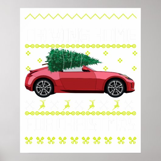 Weihnachtsbaum Oldtimer Auto Xmas hässlicher Pullo Poster (Vorne)