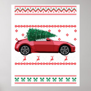 Weihnachtsbaum Oldtimer Auto Xmas hässlicher Sweat Poster