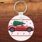Weihnachtsbaum Oldtimer Auto Xmas hässlicher Sweat Schlüsselanhänger (Vorderseite)