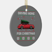 Weihnachtsbaum Oldtimer Auto Xmas Ugly Sweater Pul Keramik Ornament (Rechts)