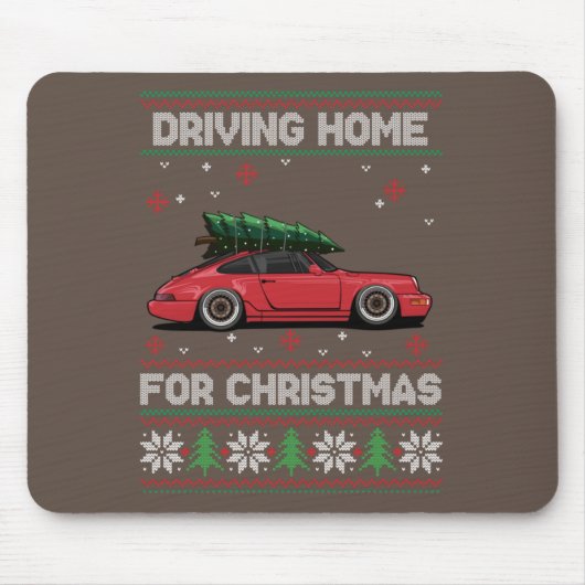 Weihnachtsbaum Oldtimer Auto Xmas Ugly Sweater Pul Mousepad (Vorne)