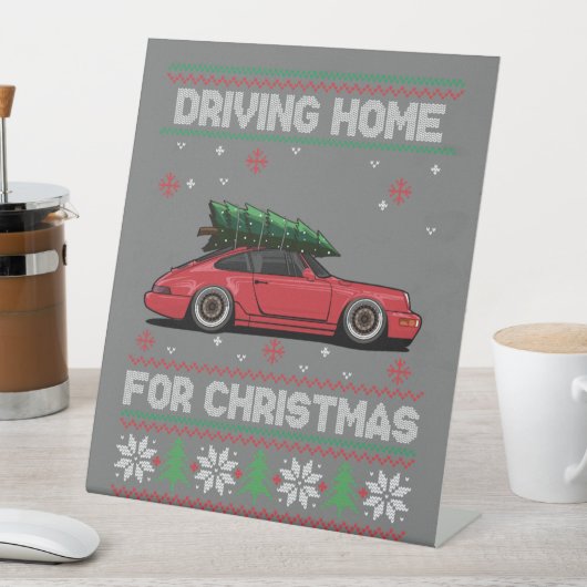 Weihnachtsbaum Oldtimer Auto Xmas Ugly Sweater Pul Sockelschild (In Situ)