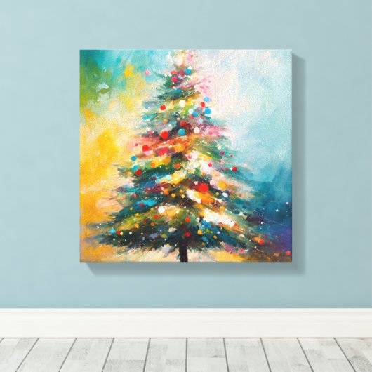 Weihnachtsbaum, Ölpasteldesign Leinwanddruck (Insitu (Holzboden))