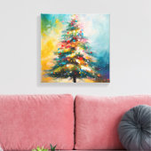 Weihnachtsbaum, Ölpasteldesign Leinwanddruck (Insitu (Wohnzimmer))