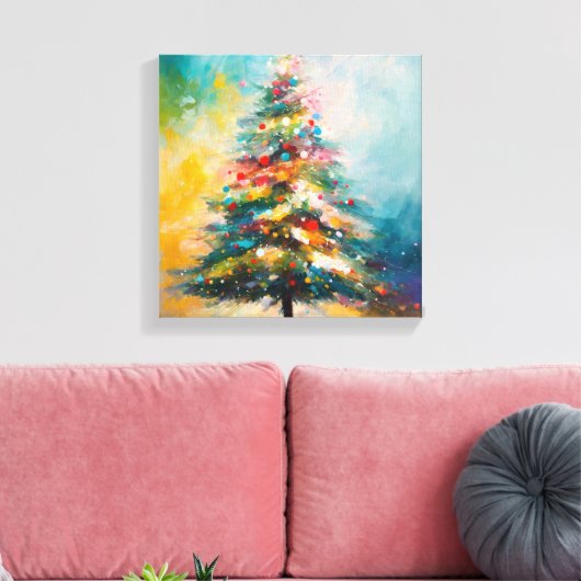 Weihnachtsbaum, Ölpasteldesign Leinwanddruck (Insitu (Wohnzimmer))