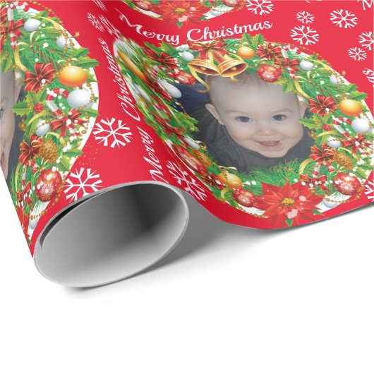 Weihnachtsbaum Ornament Baby Kinder Foto Vorlage W Geschenkpapier (Rolleneckpunkt)