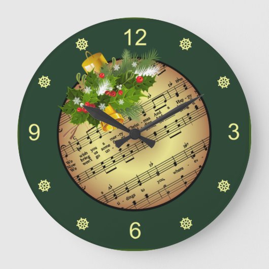 Weihnachtsbaum Ornament ~ Bell & Mistletoe ~ Große Wanduhr (Vorderseite)