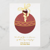 Weihnachtsbaum-Ornament-Foil Accents Urlaubskarte Folieneinladung (Vorderseite)