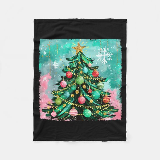 Weihnachtsbaum Ornamente Feiertage Xmas Lichter Mä Fleecedecke (Vorderseite)