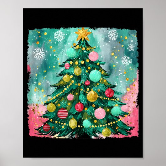 Weihnachtsbaum Ornamente Feiertage Xmas Lichter Mä Poster (Vorne)