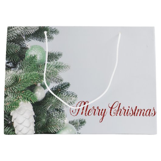 Weihnachtsbaum, Ornamente, frohe Weihnachten Große Geschenktüte (Vorderseite)