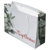Weihnachtsbaum, Ornamente, frohe Weihnachten Große Geschenktüte (Rückseite Schrägansicht)