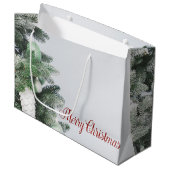 Weihnachtsbaum, Ornamente, frohe Weihnachten Große Geschenktüte (Vorderseite Schrägansicht)