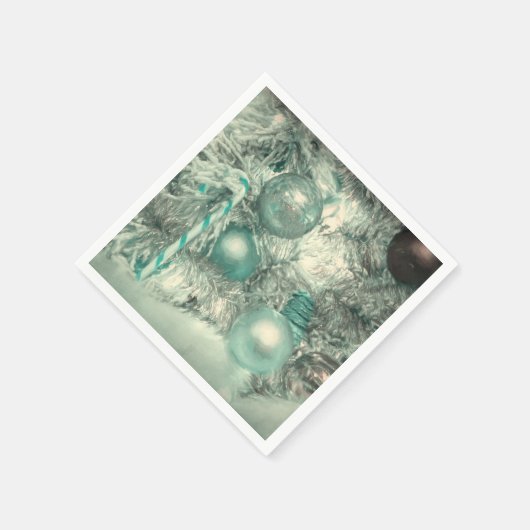 Weihnachtsbaum Ornamente Grüne Wasserfarbe Serviette (Ecke)