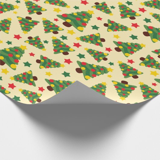 Weihnachtsbaum, Ornamente & Sterne Nahtlos Geschenkpapier (Ecke)