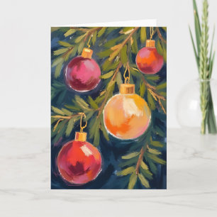 Weihnachtsbaum Ornamente Wasserfarbe Urlaub Karte