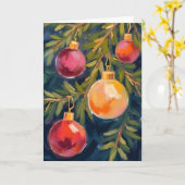 Weihnachtsbaum Ornamente Wasserfarbener Urlaub Karte (Gelbe Blume)