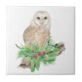 Weihnachtsbaum Owl Vogel Wildlife Fliese (Vorderseite)