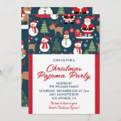 Weihnachtsbaum Pajama Party Schlummerbäume Schneem Einladung (Vorne/Hinten)