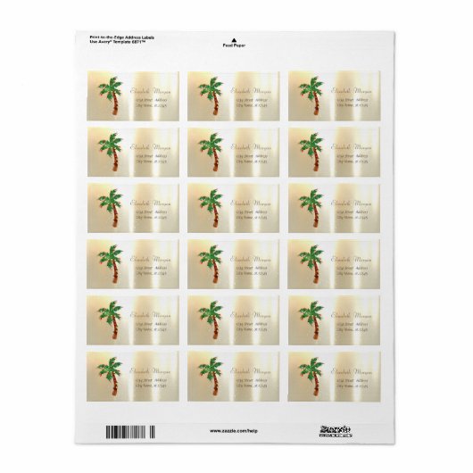 Weihnachtsbaum Palm String Lights Gold Adressaufkleber (Vorne)