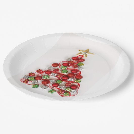 Weihnachtsbaum Pappteller (Schrägansicht)