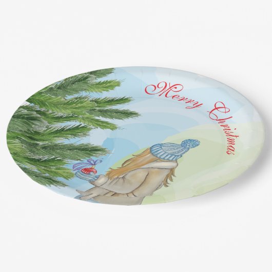 Weihnachtsbaum Pappteller (Schrägansicht)