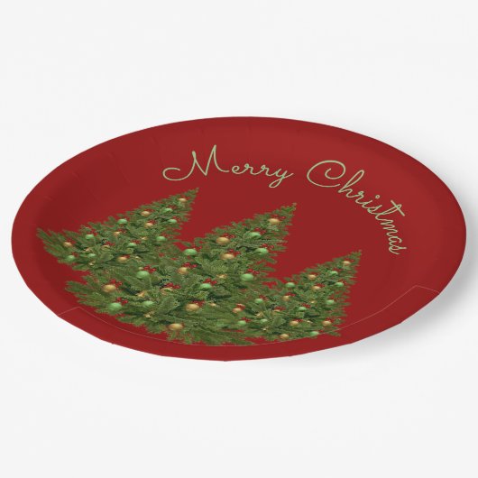 Weihnachtsbaum Pappteller (Schrägansicht)