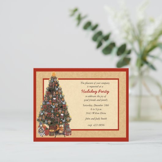 Weihnachtsbaum-Party Einladung (Stehend Vorderseite)