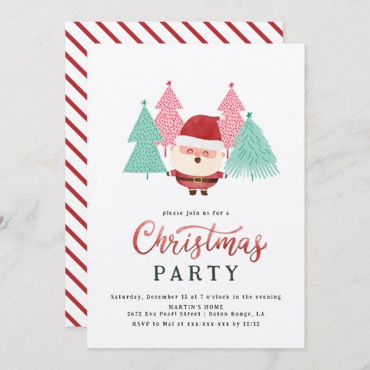 Weihnachtsbaum-Party Einladung (Vorne/Hinten)