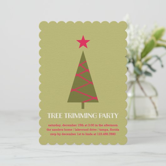 Weihnachtsbaum-Party Einladung (Stehend Vorderseite)