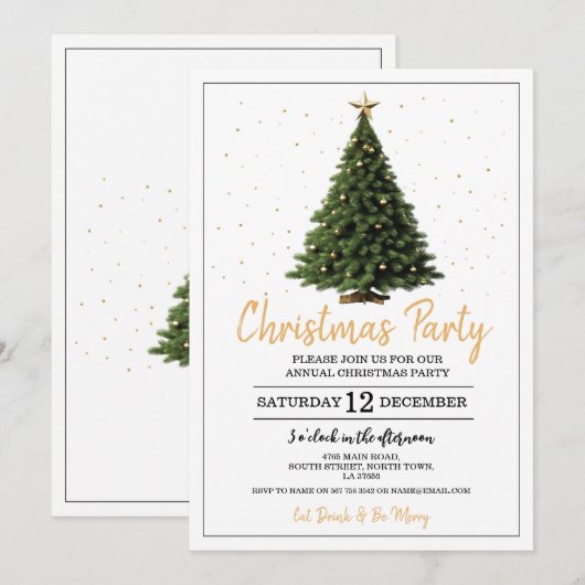 Weihnachtsbaum Party Einladung (Vorne/Hinten)