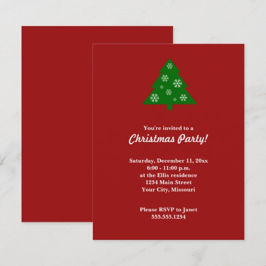 Weihnachtsbaum-Party Einladung (Vorne/Hinten)