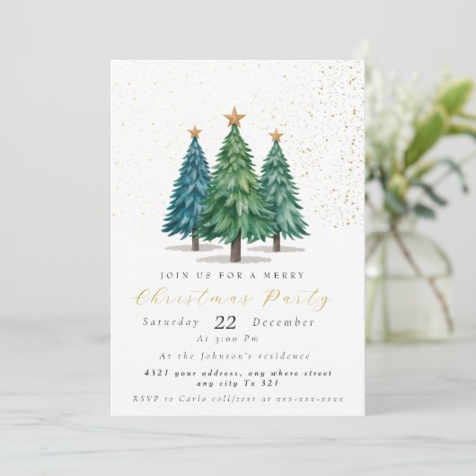 Weihnachtsbaum-Party Einladung (Stehend Vorderseite)