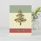 Weihnachtsbaum-Party Einladung Gold Lilie (Stehend Vorderseite)