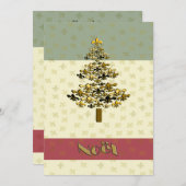 Weihnachtsbaum-Party Einladung Gold Lilie (Vorne/Hinten)