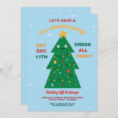 Weihnachtsbaum Party Geschenke Austausch Feiertage Einladung (Vorne/Hinten)