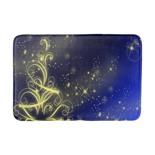 Weihnachtsbaum Party Gold Stars Navy Blue Holidays Badematte (Vorderseite)