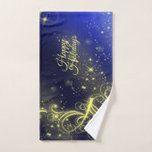 Weihnachtsbaum Party Gold Stars Navy Blue Holidays Badhandtuch Set (Handtuch)