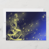 Weihnachtsbaum Party Gold Stars Navy Blue Holidays Einladung (Rückseite)