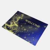 Weihnachtsbaum Party Gold Stars Navy Blue Holidays Fußmatte (Schrägansicht)