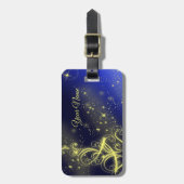 Weihnachtsbaum Party Gold Stars Navy Blue Holidays Gepäckanhänger (Vorderseite vertikal)