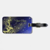 Weihnachtsbaum Party Gold Stars Navy Blue Holidays Gepäckanhänger (Rückseite horizontal)