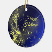Weihnachtsbaum Party Gold Stars Navy Blue Holidays Keramik Ornament (Links)