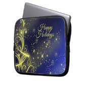 Weihnachtsbaum Party Gold Stars Navy Blue Holidays Laptopschutzhülle (Vorderseite Links)