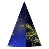 Weihnachtsbaum Party Gold Stars Navy Blue Holidays Partyhütchen (Rückseite)