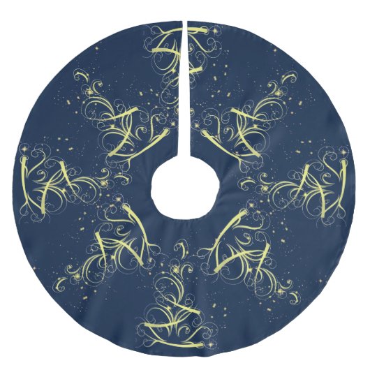 Weihnachtsbaum Party Gold Stars Navy Blue Holidays Polyester Weihnachtsbaumdecke (Vorderseite)