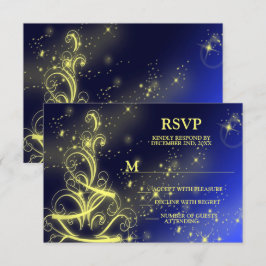 Weihnachtsbaum Party Gold Stars Navy Blue Holidays RSVP Karte