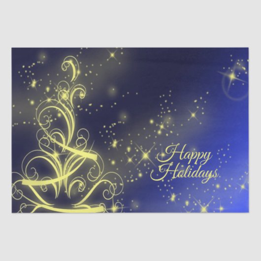 Weihnachtsbaum Party Gold Stars Navy Blue Holidays Seidenpapier (Vorderseite)