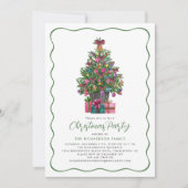 Weihnachtsbaum Party Grün Einladung (Vorderseite)