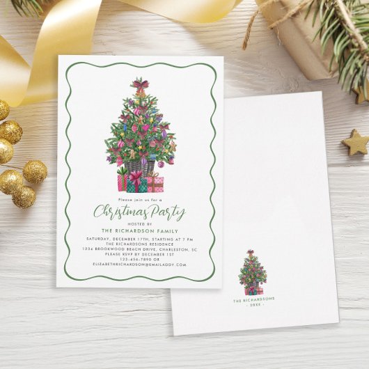 Weihnachtsbaum Party Grün Einladung